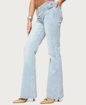 Women's Kenza Belted Low Rise Flared Jeans