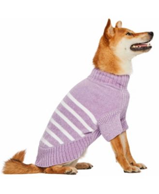 Ultra-soft Chenille Classy Striped Tutleneck Dog Sweater