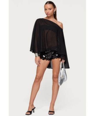 Women's Sheer Chiffon Asymmetric Poncho