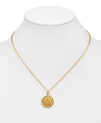 Flower Cable Chain Pendant Necklace in 24k Yellow Gold