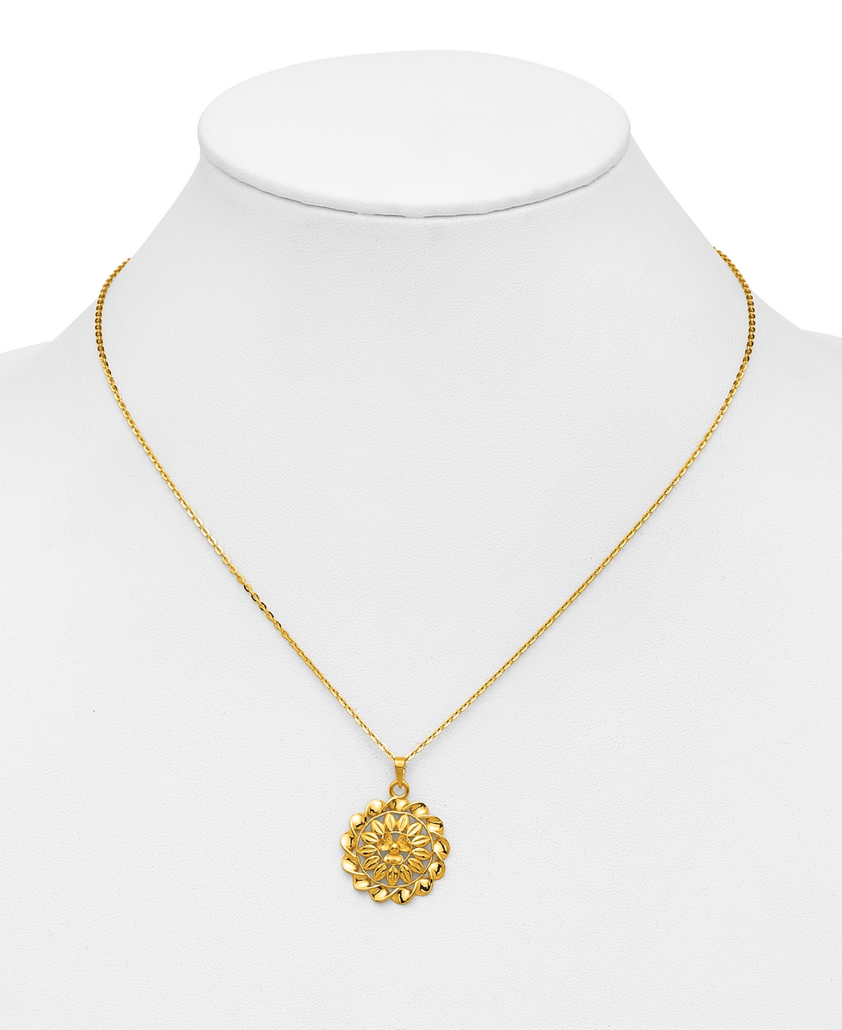Macy's Flower Cable Chain Pendant Necklace in 24k Yellow Gold