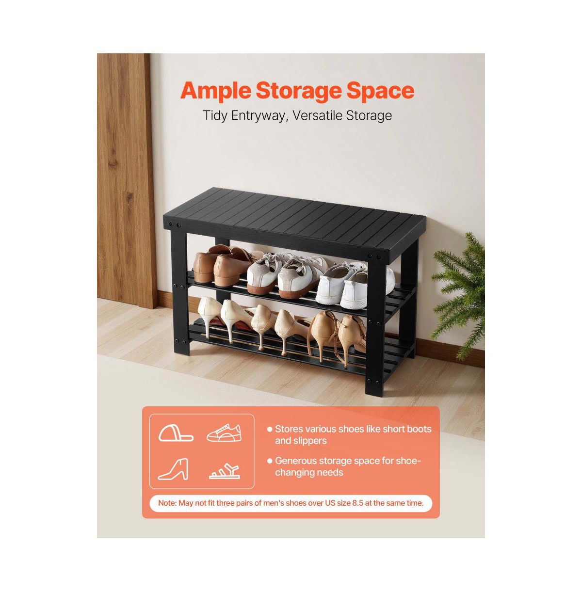 Slickblue 3-Tier Shoe Rack Bench for Entryway Shoe Storage Organizer