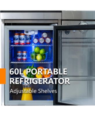 46" 4-Burner 72000 BTU Stainless Steel Outdoor Kitchen Grill Island with Fridge