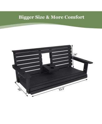 Poly Lumber 3-Seater Porch Swing, HIPS 5-Feet Bench for Outdoor Patio Garden Yard