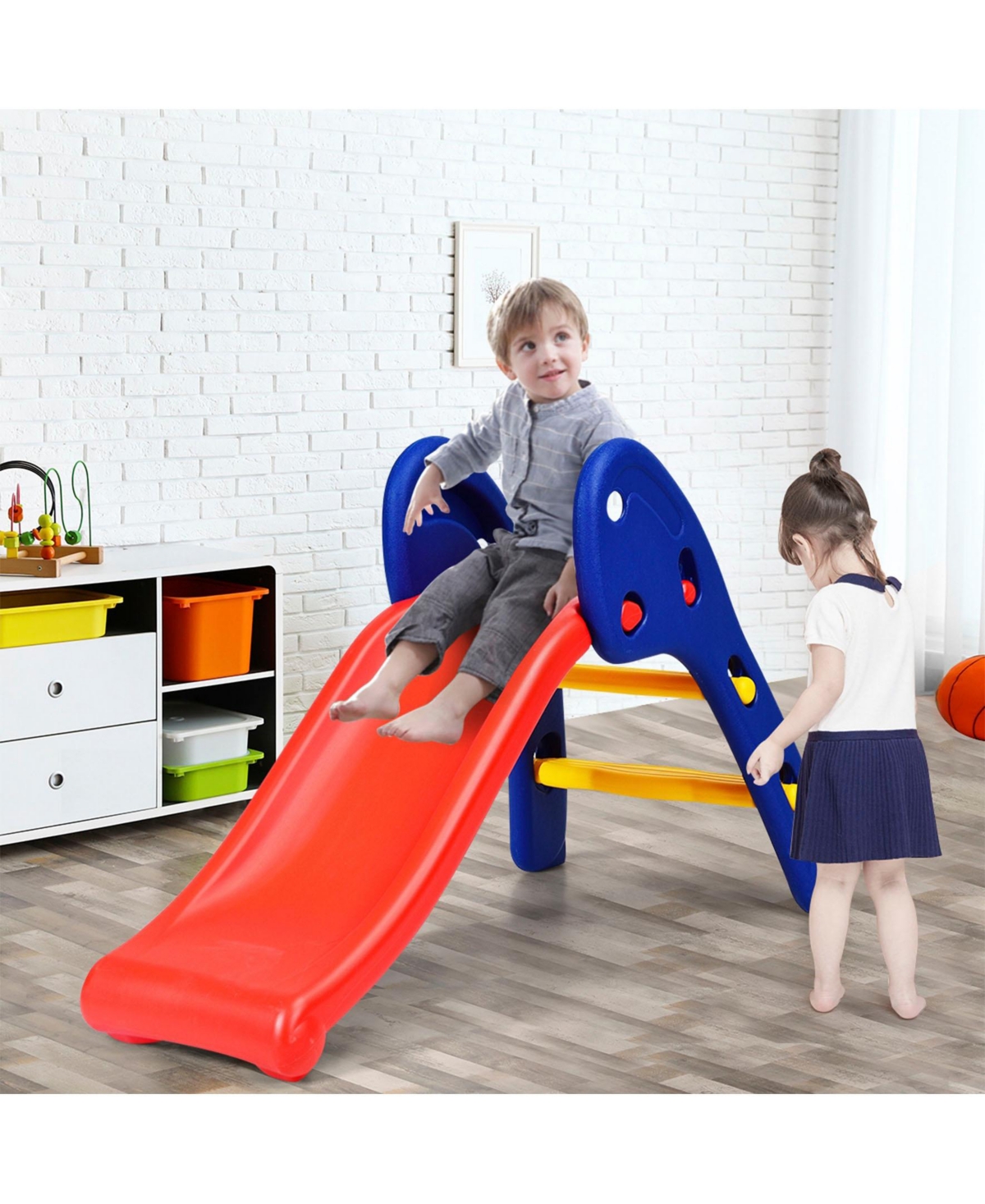 Sugift 2 Step Children Folding Plastic Slide