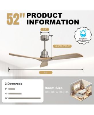 52-inch Modern Sand Nickel 3-Blade Light Ceiling Fan with Remote Control and Supporting Mobile Device Connection