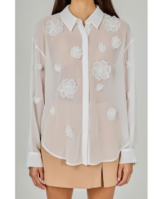 Women's Floral Detail Shirt Blouse