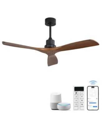 52-inch Modern Black 3-Blade Light Ceiling Fan with Remote Control and Supporting Mobile Device Connection