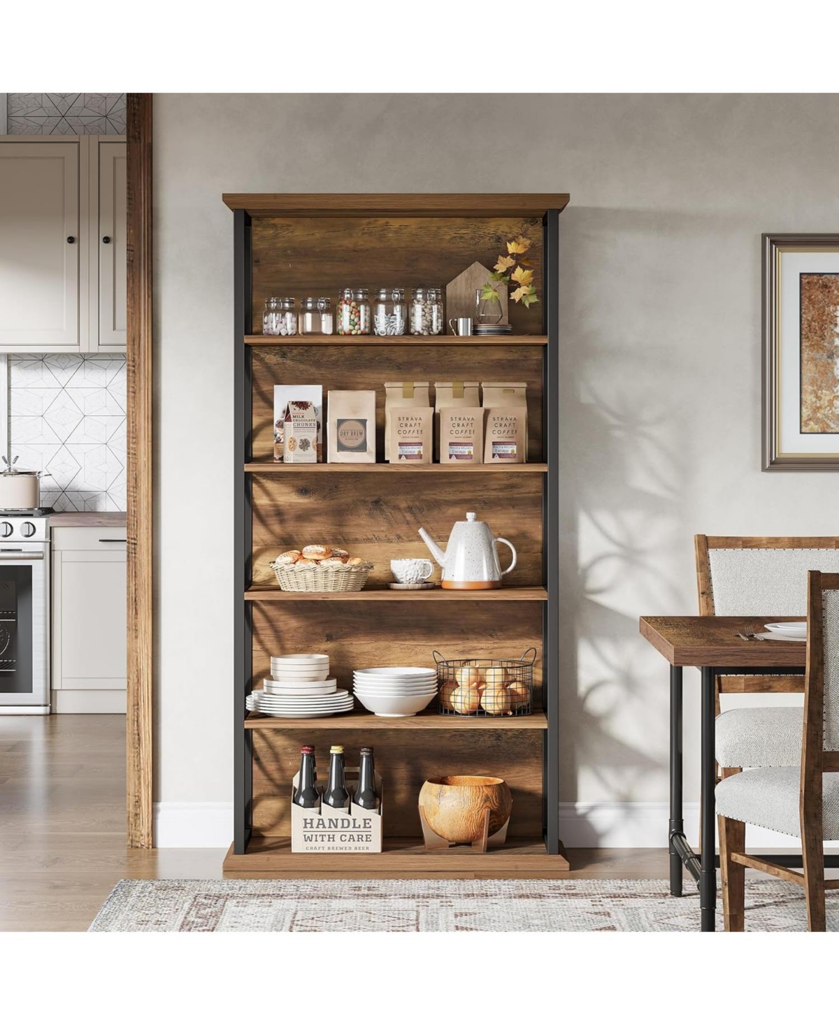 Tribesigns 6-Tier 71" Industrial Bookshelf with Metal Frame, Freestanding Open Shelves for Home, Office & Living Room.