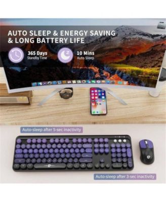 + 2.4GHz Wireless, Quiet, Slim, Round Keys, Cute Design, Black Purple + Keyboard & Mouse Combo