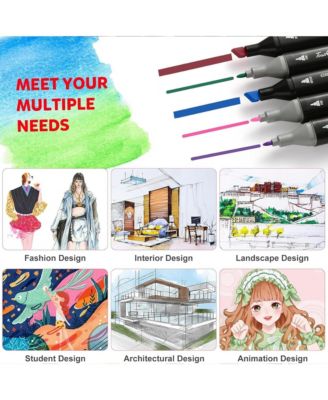 24 Colors Alcohol Brush Markers Set, Dual Tip Coloring Art Markers, Perfect for Coloring, Drawing, Sketching, Card Making and Illustration