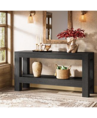 63-Inch Wood Entryway Table, Long Farmhouse Narrow Console Table for Living Room