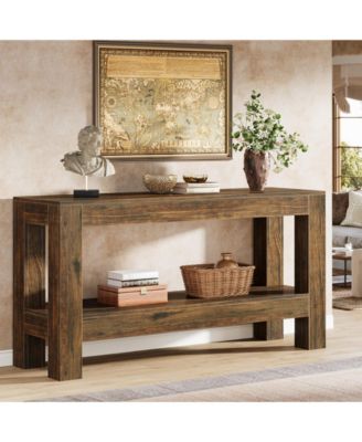 63-Inch Wood Entryway Table, Long Farmhouse Narrow Console Table for Living Room