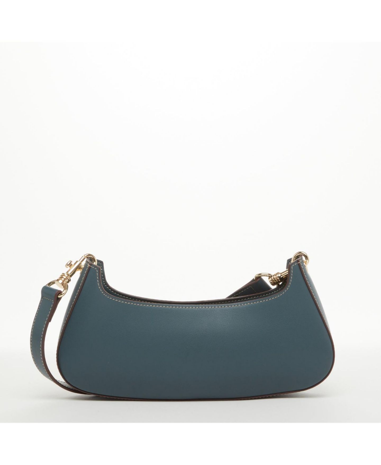Женская сумка SUSU East West Teal Blue Leather Baguette Shoulder, цвет: Синий — фото 4
