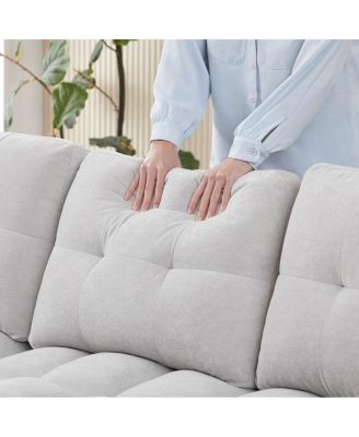 3-Seat Chenille Pull-Out Sofa Bed with Reclining Chaise, USB & Type-C Ports and Side Storage Pocket for Living Room or Office