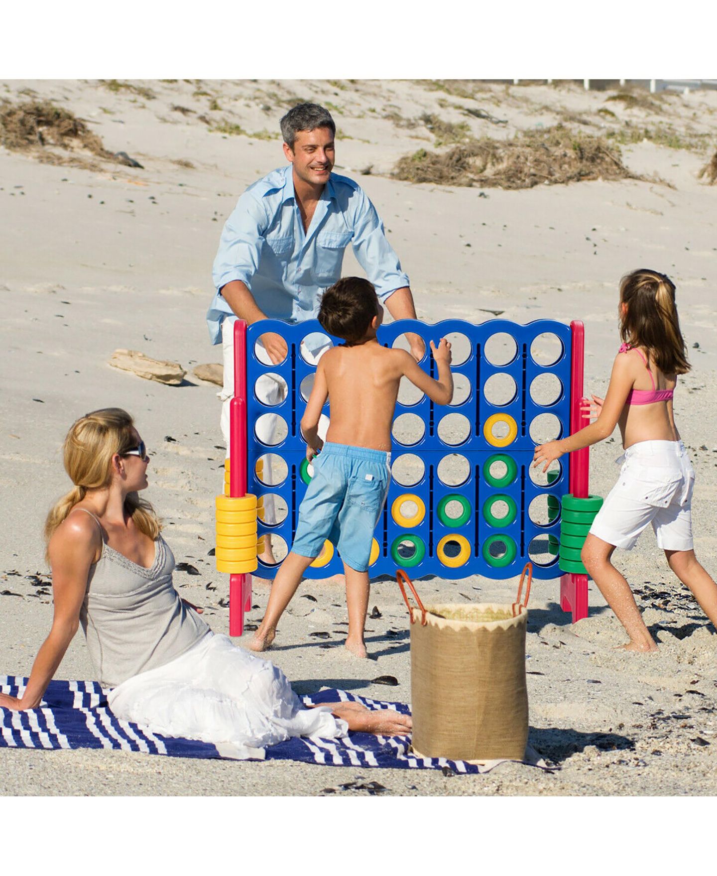 Детская настольная игра Costway 4-to-Score Giant Outdoor Board Game, Ages 3+, цвет: Синий — фото 4