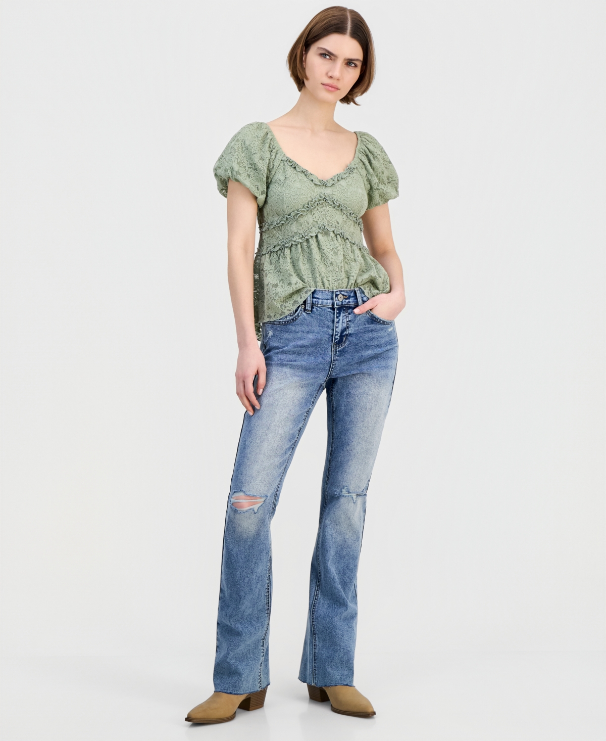 Madden Girl Juniors' Ripped Bootcut Jeans