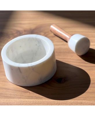 Marble and Wood Mortar & Pestle