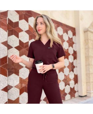 Women's Classic V-Neck Scrub Top with 1 Pocket