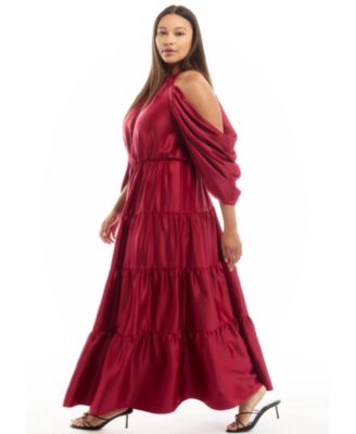Women's June + Vie Off-The-Shoulder Halter Maxi Dress