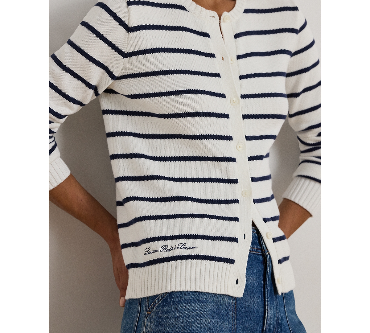Lauren Ralph Petite Striped Cardigan