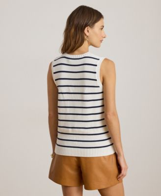 Petite Striped Sleeveless Sweater