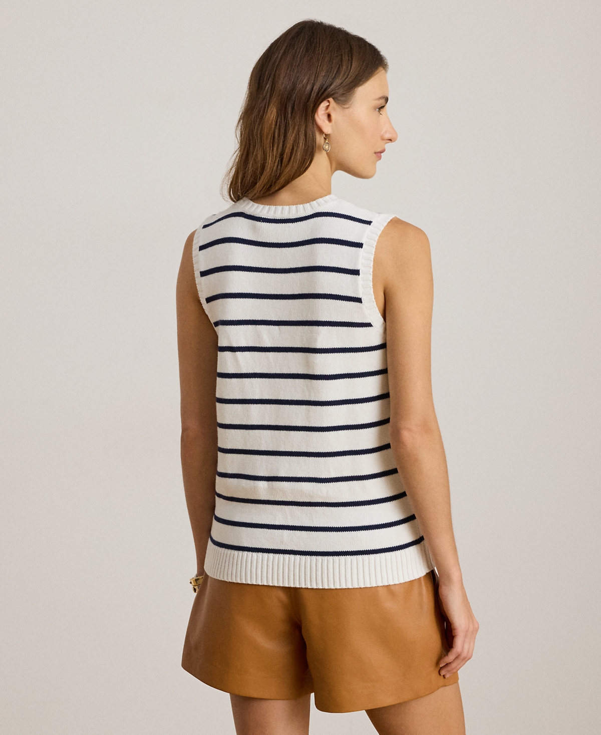 Lauren Ralph Petite Striped Sleeveless Sweater