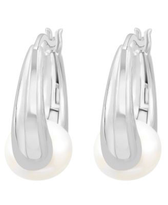 Freshwater Pearl (8-9mm) Huggie Earrings in Sterling Silver