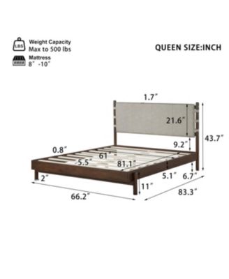 Streamdale Modern Queen Bed Frame Set with 2 Nightstands, Light Gray Wood Platform Bed