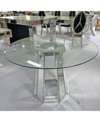 Modern minimalist round glass dining table with round base