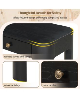 Streamdale Rustic Console Table with Curved Corners, 3 Drawers