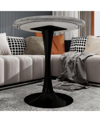 Streamdale Black mid-century modern coffee/dining table with round marble top.