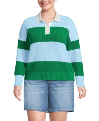 Plus Size Drifter Rugby with Woven Collar Sweater