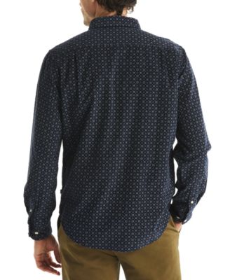 Men's Straight-Collar Corduroy Print Shirt