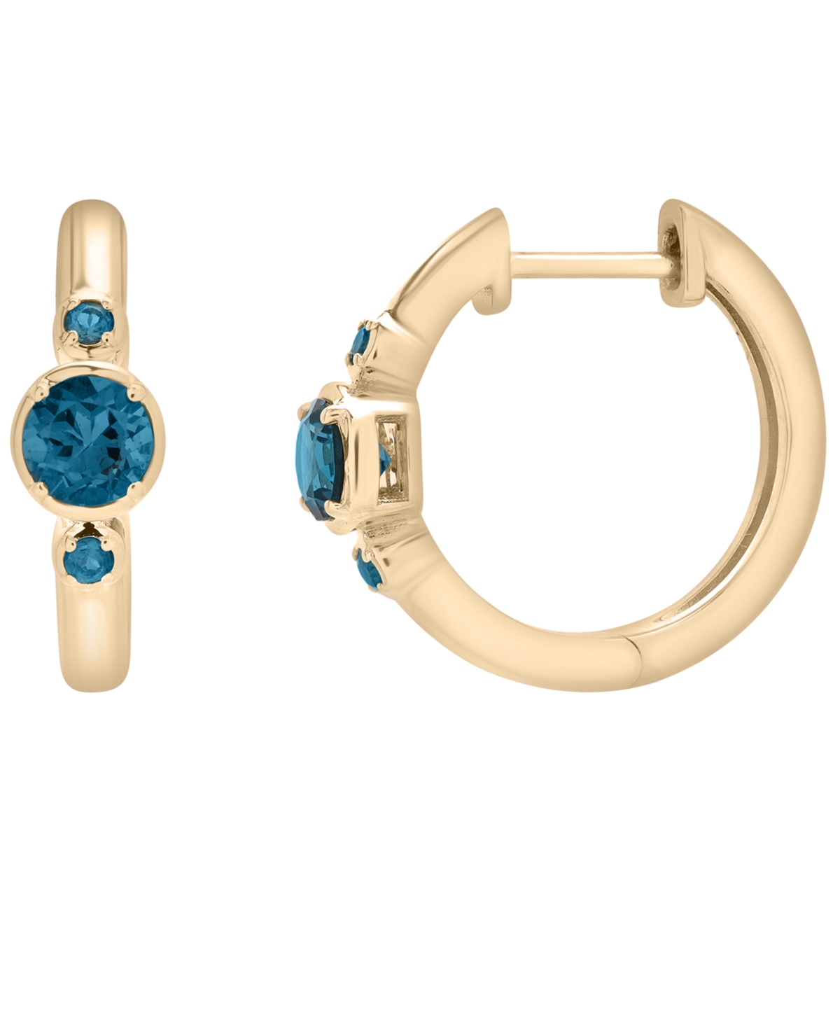 Macy's London Blue Topaz (3/4 ct. t.w.) Thin Circle Hoop Earrings in 14k Gold-Plated Sterling Silver