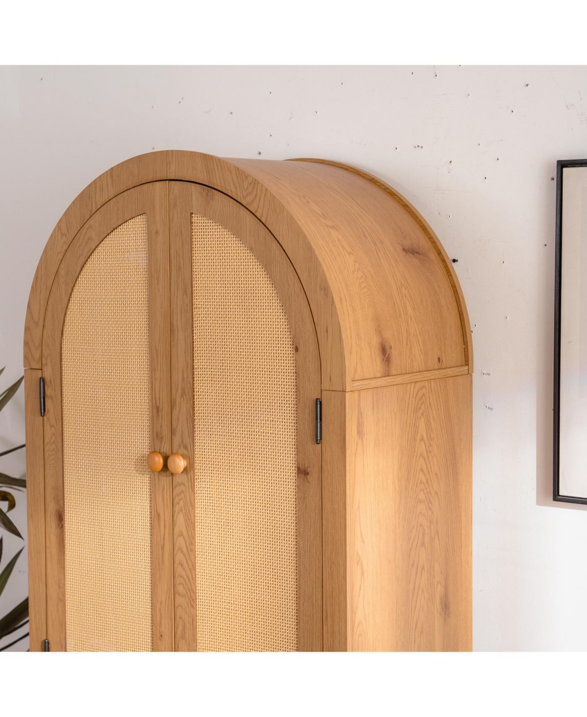 Streamdale Furniture Streamdale Arched Kitchen Pantry Cabinet, 63.39" Tall Rattan Storage Cabinet