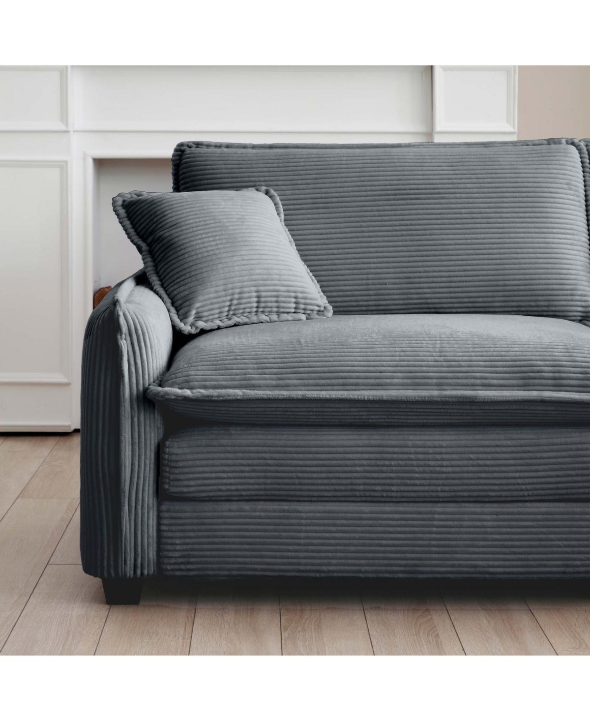 Streamdale Furniture Modern Grey Corduroy Two-Piece 2-Seater Sofa Set