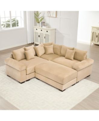 Oversized Cloud Modular Sectional Couch, Convertible, Deep Seat, Camel