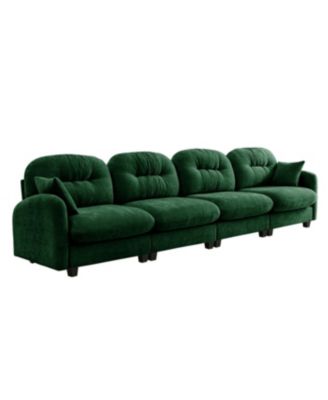 Streamdale Four-Seater Modular Chenille Sectional Couch with Pillows, Green