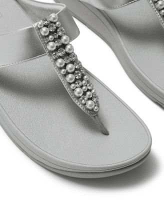 Women's Fino Imitation Pearls and Crystal Toe-Post Slip-On Sandals