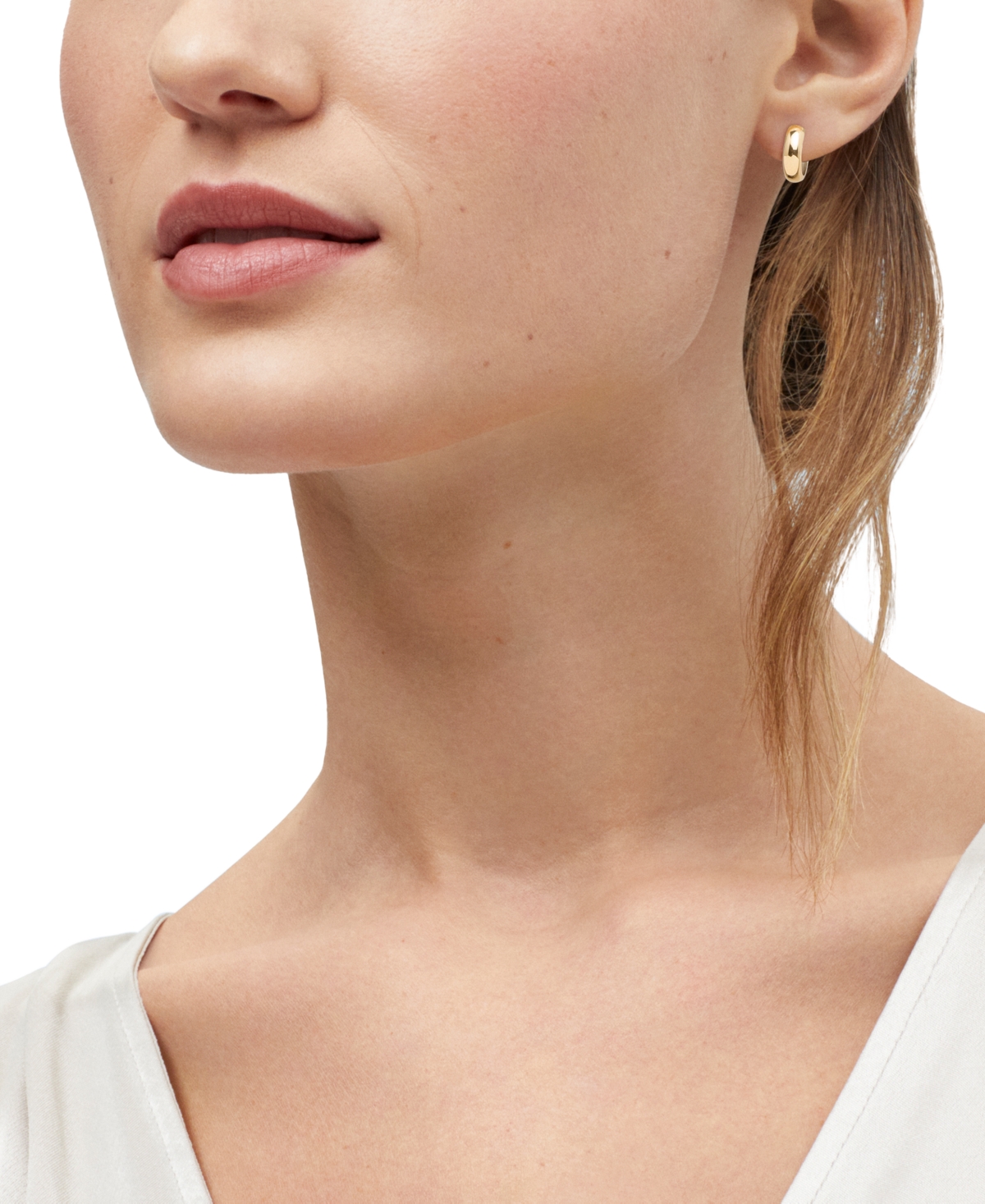 Macy's Huggies Earrings in 10k Yellow and White Gold