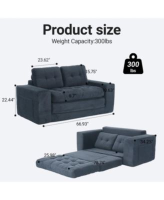 Loveseat Sofa Bed with Memory Foam, Steel Frame, No Assembly