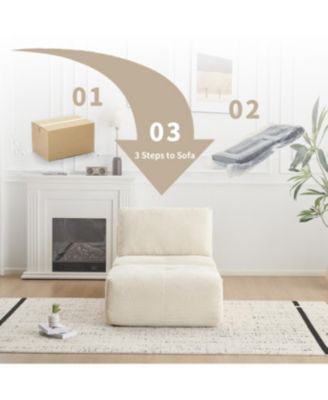 Modern Memory Foam Sofa, Single Chaise, Pet-Friendly, Corduroy, Beige