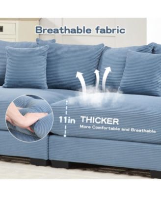 Oversized Cloud Modular Sectional Couch, Convertible, Deep Seat, Blue