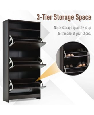 Shoe Storage Cabinet with 3 Large Fold-Out Drawers,