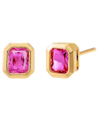 by Adina Eden Colored Gold Plated Bezel Baguette Stud Earrings - Macy's