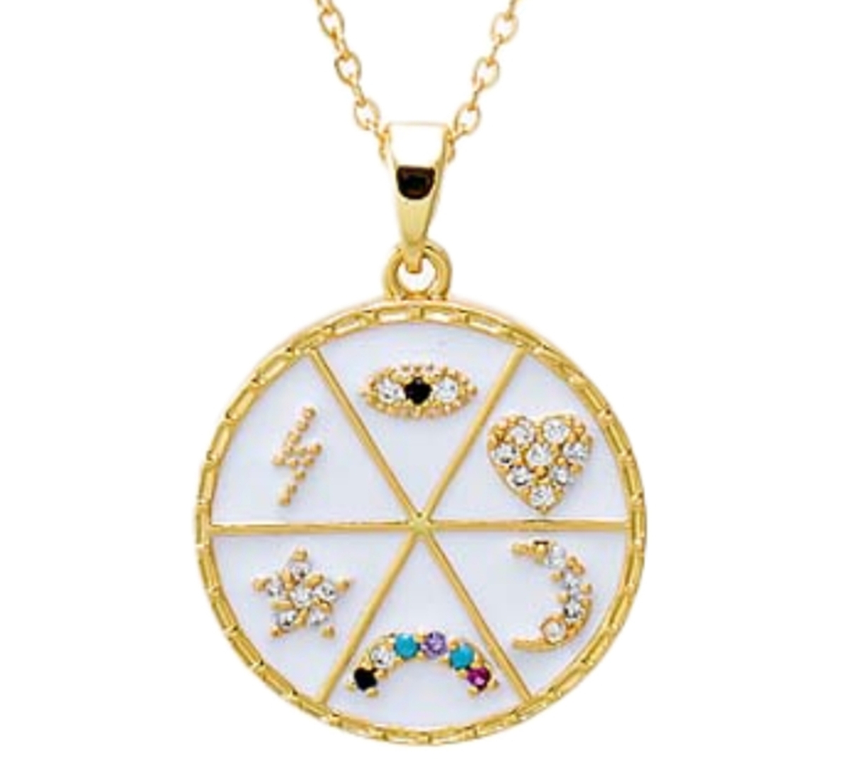 by Adina Eden Pave Multi Charm Gold Plated Coin Pendant Necklace