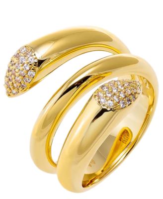 Pave Gold Plated Claw Looped Wrap Ring