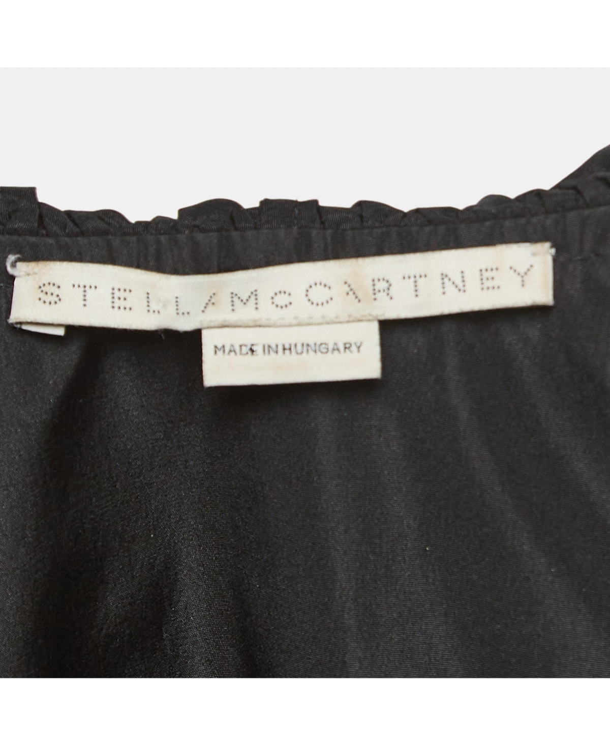 Pre-Owned Stella Mccartney Women's Black Silk Blend Crepe Ruffled V Neck Top