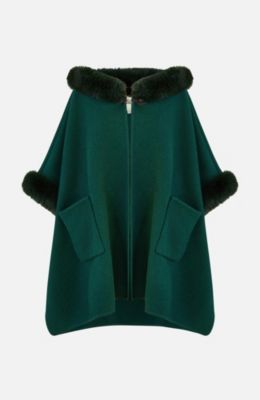 Women's Hooded Fur Cape Jacket